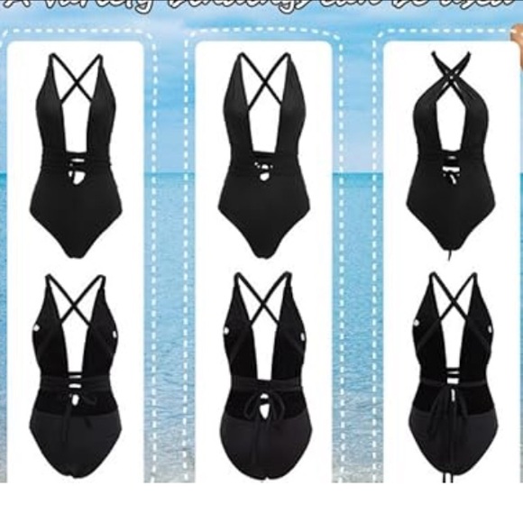 Brown Strappy One-Piece Swimsuit - Picture 5 of 5